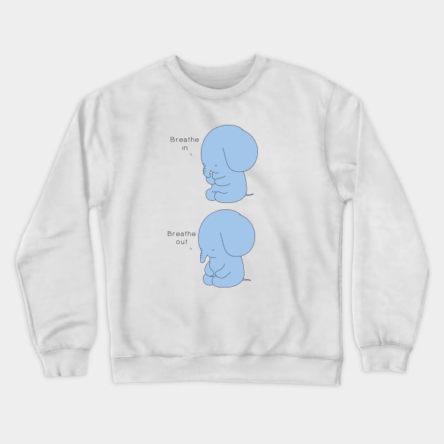 Deep Breathing Elephant Crewneck Sweatshirt by Jang_and_Fox